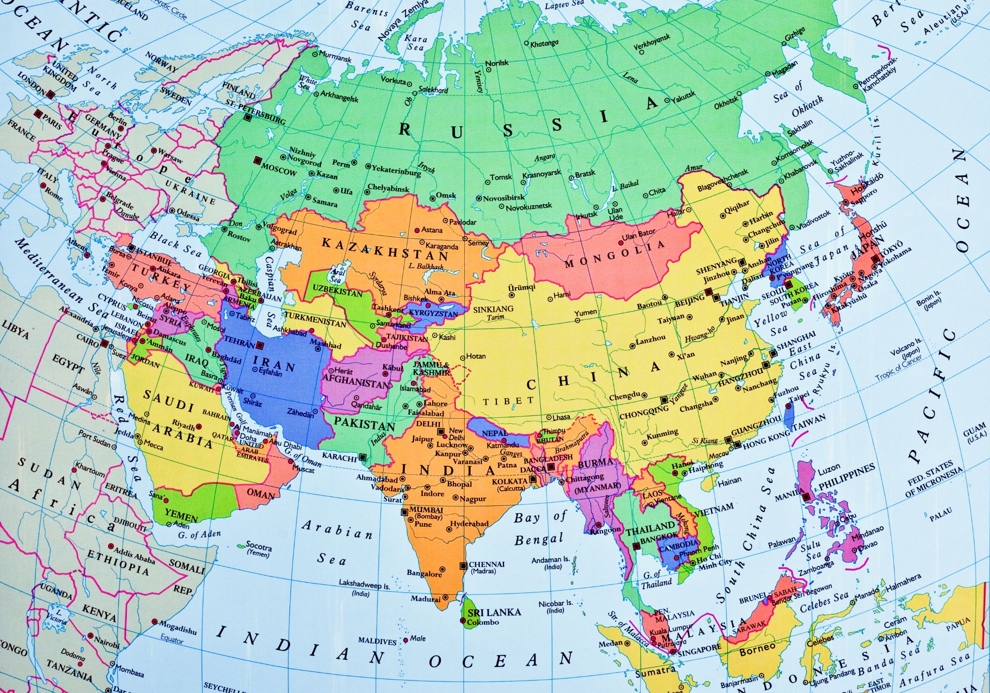 Asia на русском. Политическая карта Евразии. Карта Европы и Азии со странами крупно на русском. Политическую карту Евразии.