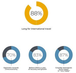 A pie chart showing the growth of international travel.