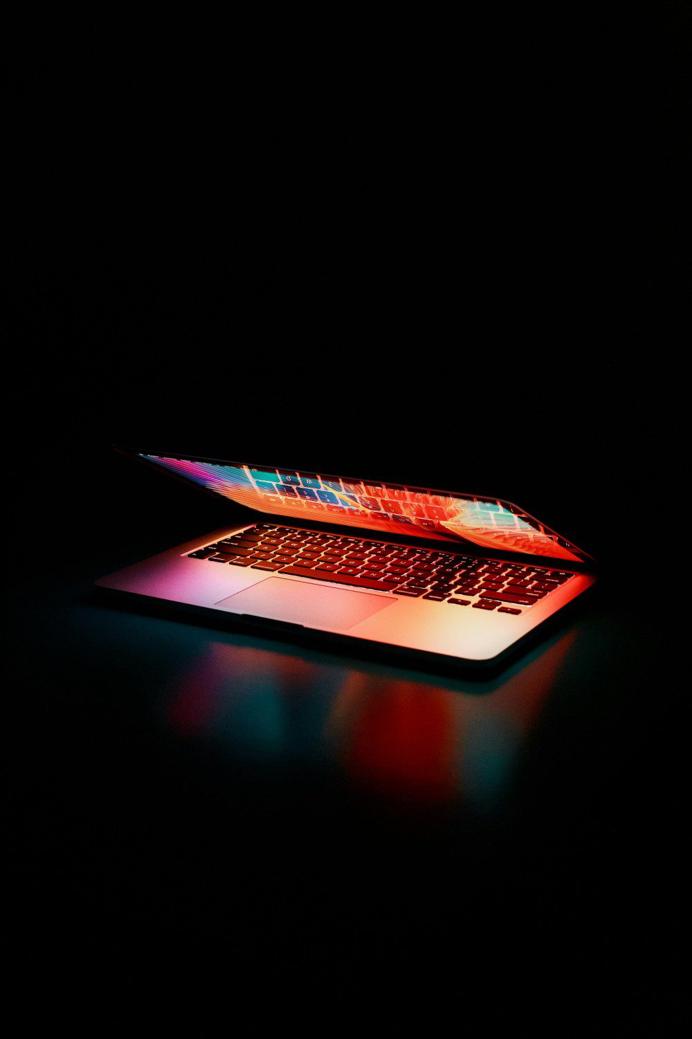 Lit up laptop closing