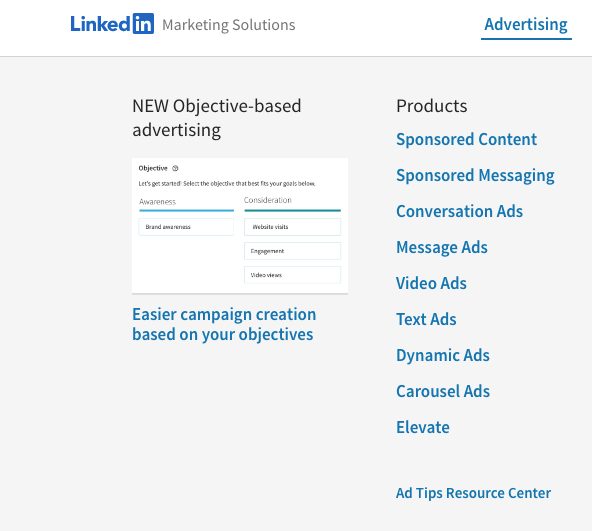 LinkedIn Marketing Solutions page 
